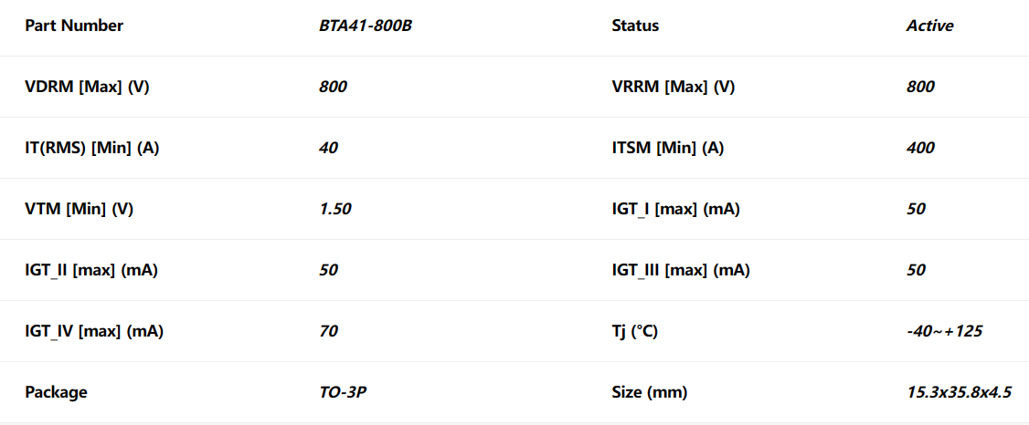 BTA41-1600BW-双向可控硅