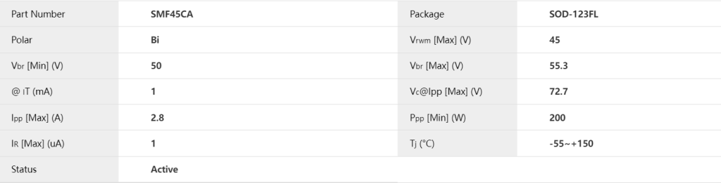 SMF45CA系列通用型双向TVS二极管产品参数及其应用特性-赛米微尔-技术支持社区