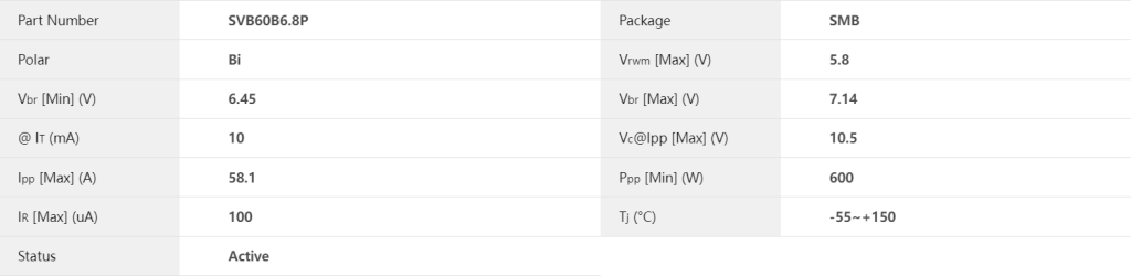 SVB60B6.8P系列双向高可靠性TVS二极管产品电性参数、应用领域及规格书-赛米微尔-技术支持社区