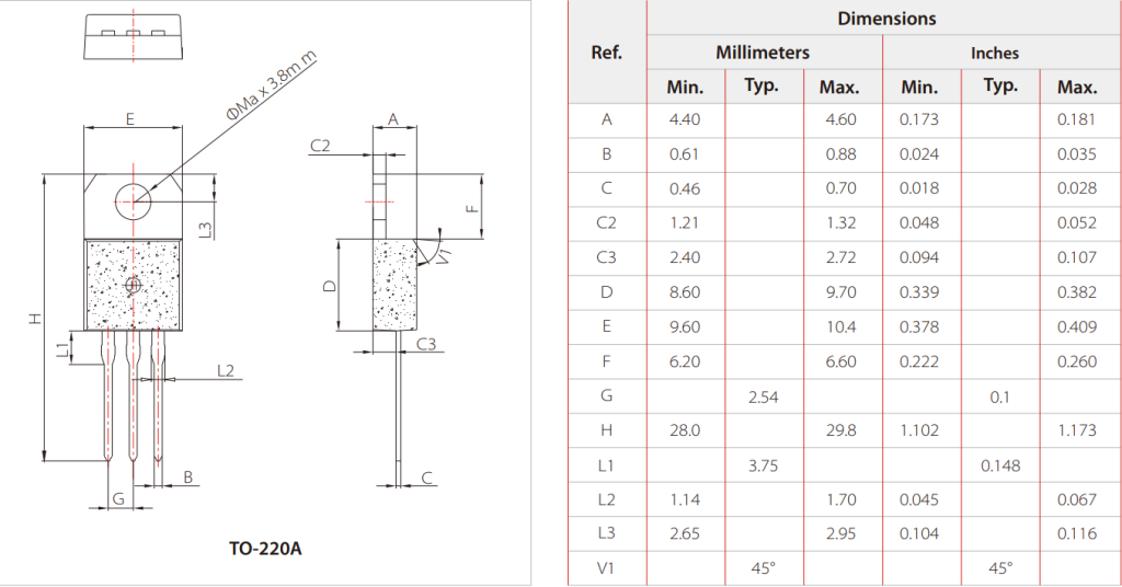 BTA08-800B Four-Quadrant Bidirectional Thyristor Pad layout