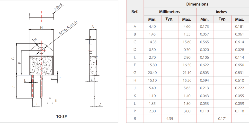 BTA41-600B Four-Quadrant Thyristor Pad layout