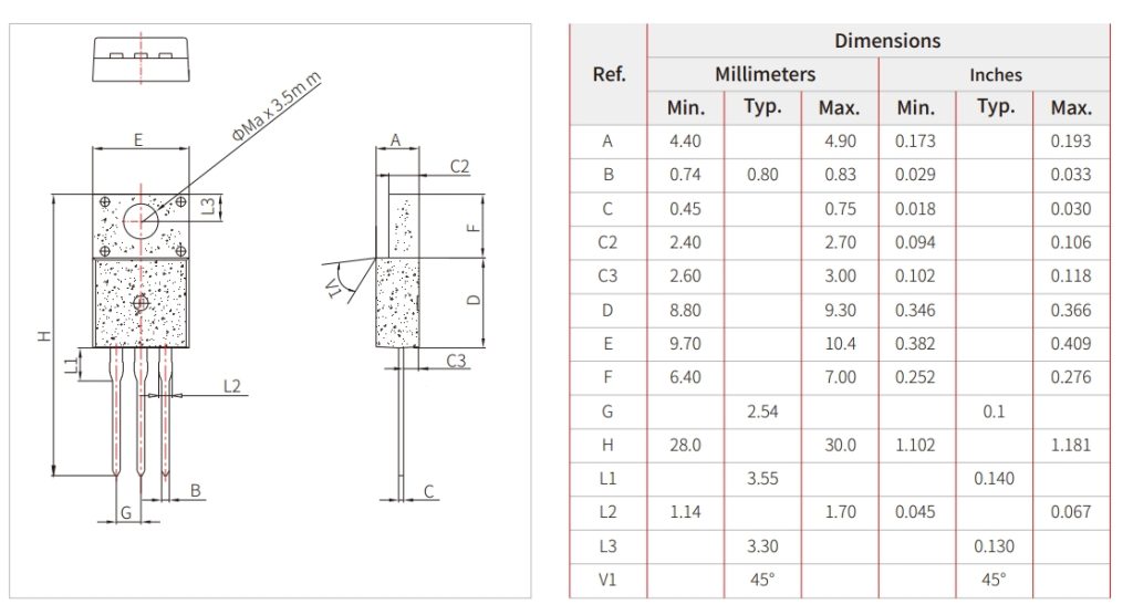 TO-220F Package Mechanicai Data